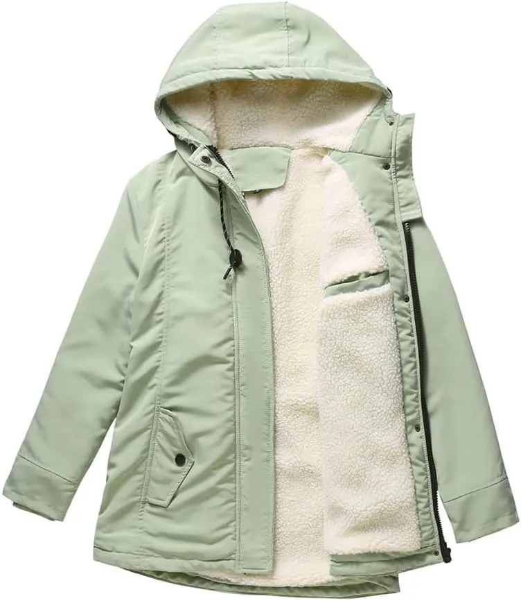 Parker Coat Lambswool Cotton Coat Women'S Thickened Padded Cotton Jacket Hooded Jacket