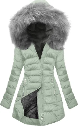 Plus Size Winter Puffer Coats for Women Thicken Warm Fleece Lined Parkas Coat Padded Down Jacket with Faux Fur Trim Hood