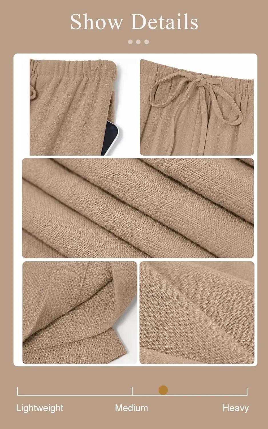PRETTYGARDEN Summer Wide Leg Linen Pants Women with Pockets High Waist Drawstring Loose Casual Palazzo Lounge Pants Women