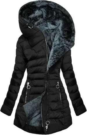 Puffer Jacket Womens Fleece Lined Thicken Down Jacket Sherpa Warm Dressy Casual Coat 2024 Outfits Clothes With Hood