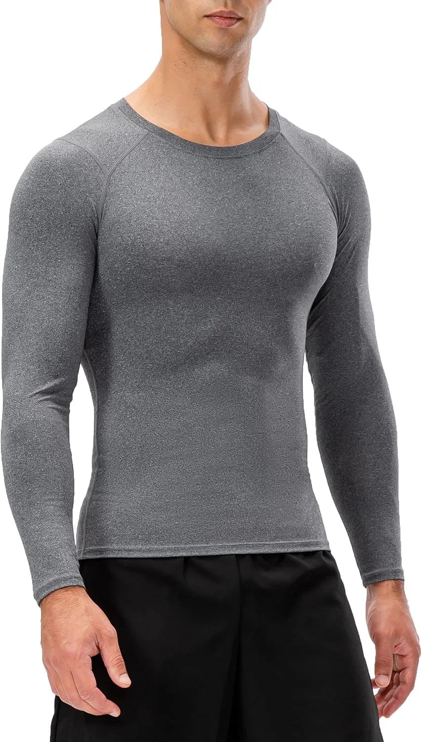 Queerier Men's Compression Shirts Workout T Shirt Long Sleeve Thermal Tops for Men Athletic Base Layer Gym Sports Underwear