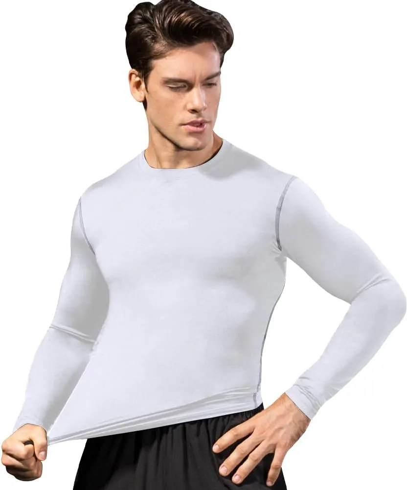 Queerier Men's Compression Shirts Workout T Shirt Long Sleeve Thermal Tops for Men Athletic Base Layer Gym Sports Underwear