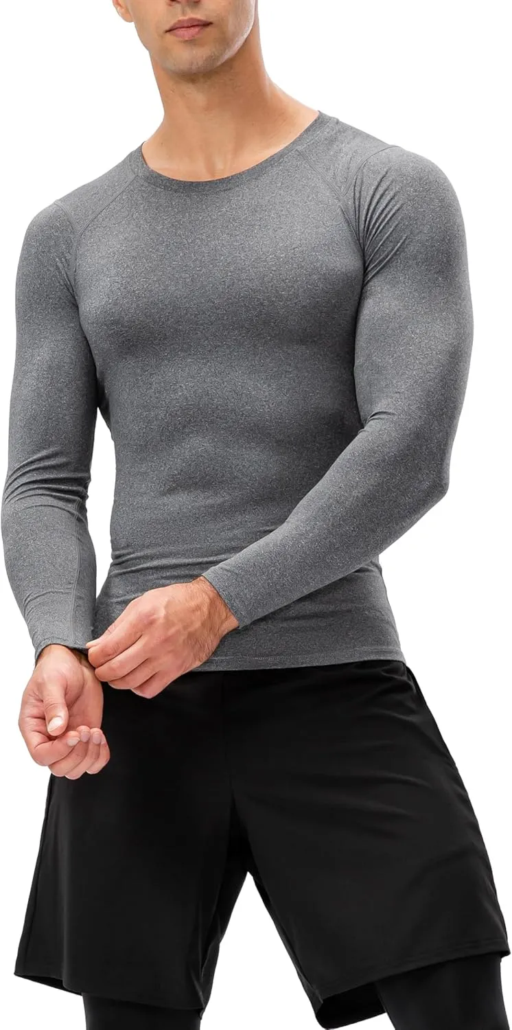 Queerier Men's Compression Shirts Workout T Shirt Long Sleeve Thermal Tops for Men Athletic Base Layer Gym Sports Underwear
