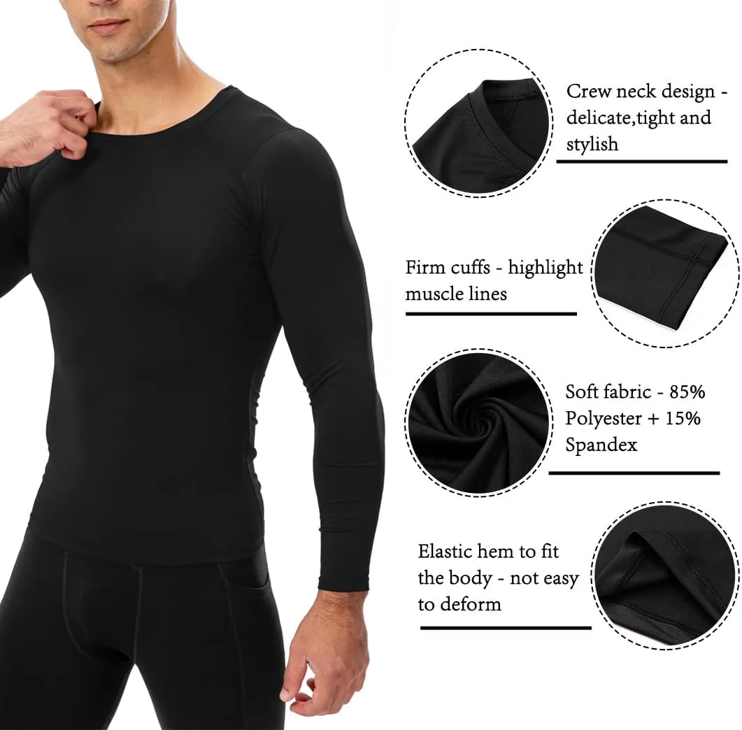 Queerier Men's Compression Shirts Workout T Shirt Long Sleeve Thermal Tops for Men Athletic Base Layer Gym Sports Underwear