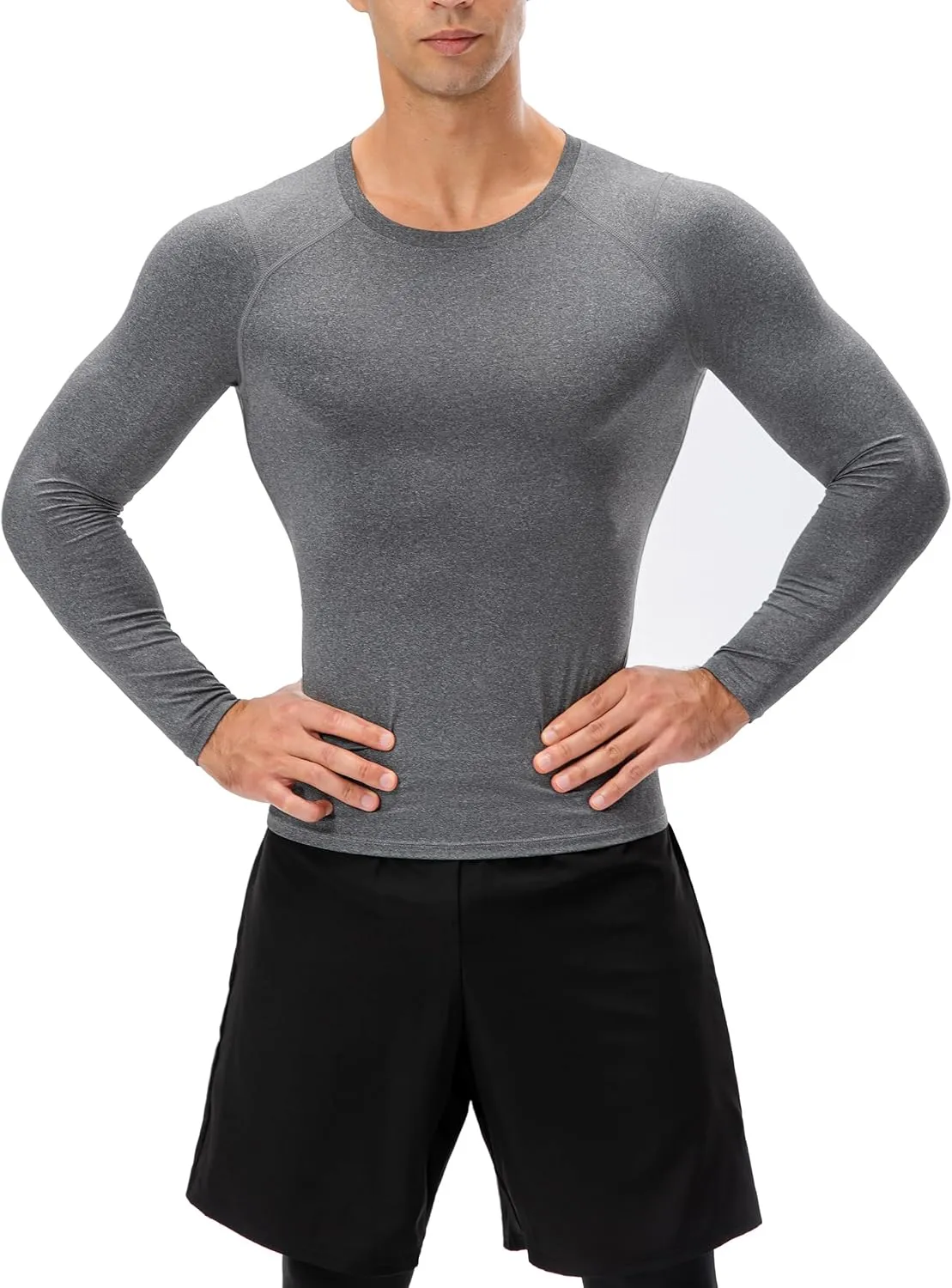 Queerier Men's Compression Shirts Workout T Shirt Long Sleeve Thermal Tops for Men Athletic Base Layer Gym Sports Underwear