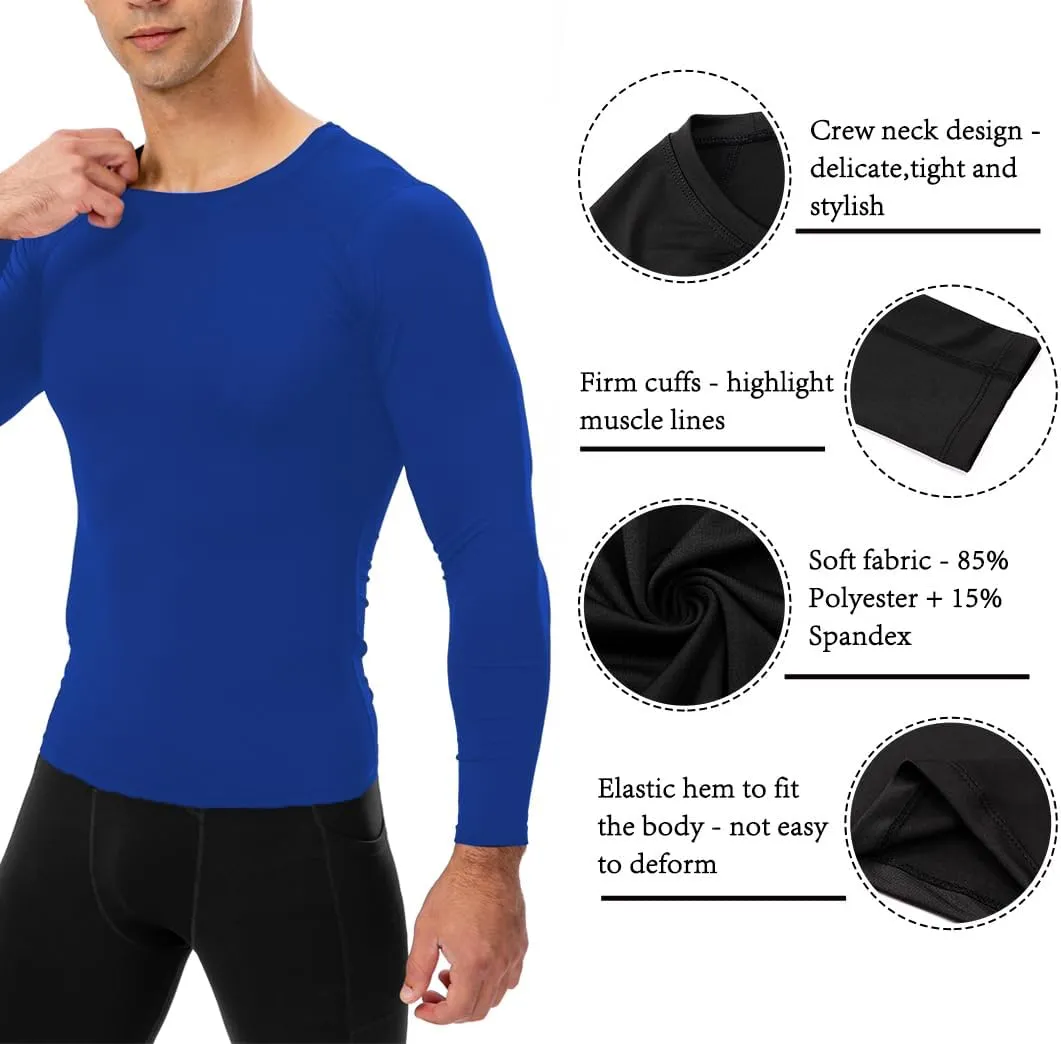 Queerier Men's Compression Shirts Workout T Shirt Long Sleeve Thermal Tops for Men Athletic Base Layer Gym Sports Underwear