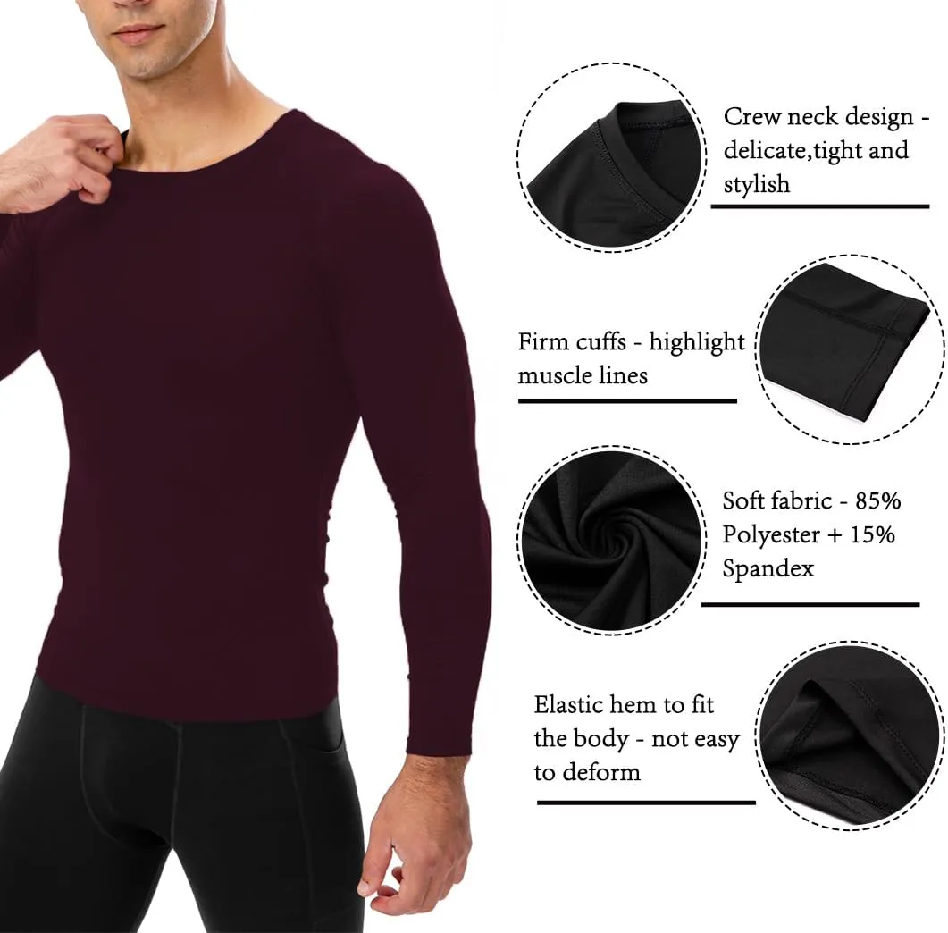 Queerier Men's Compression Shirts Workout T Shirt Long Sleeve Thermal Tops for Men Athletic Base Layer Gym Sports Underwear