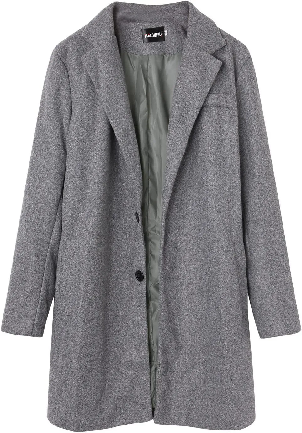 QWENTMTNTY Wool Pea Coats for Men Winter Slim Fit Casual Single Breasted Trench Coat Mid-Length Thermal Business Peacoat