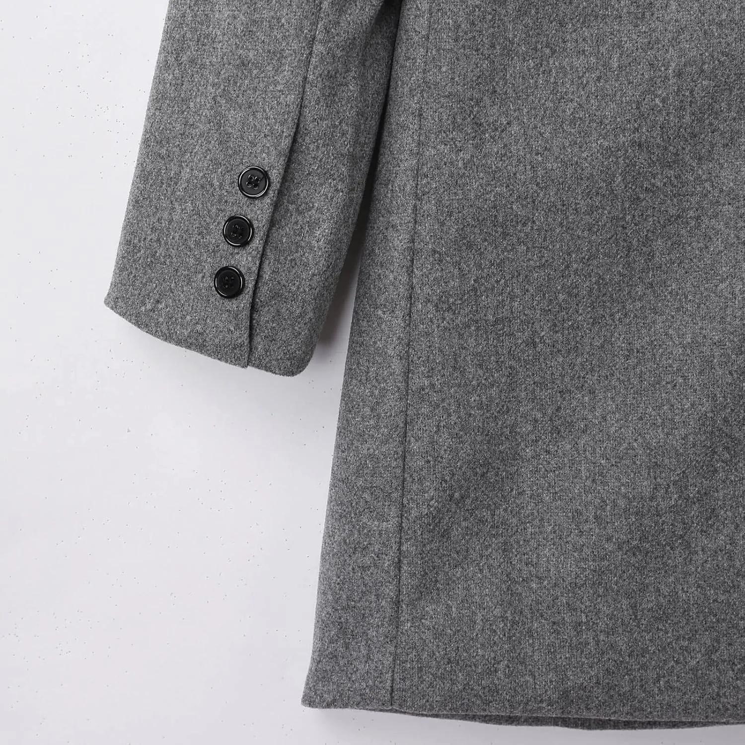 QWENTMTNTY Wool Pea Coats for Men Winter Slim Fit Casual Single Breasted Trench Coat Mid-Length Thermal Business Peacoat