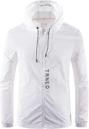 Rain Jacket Men Waterproof Windbreaker Lightweight Hooded Raincoat Full Zip Sun Protection Hoodie for Hiking Fishing