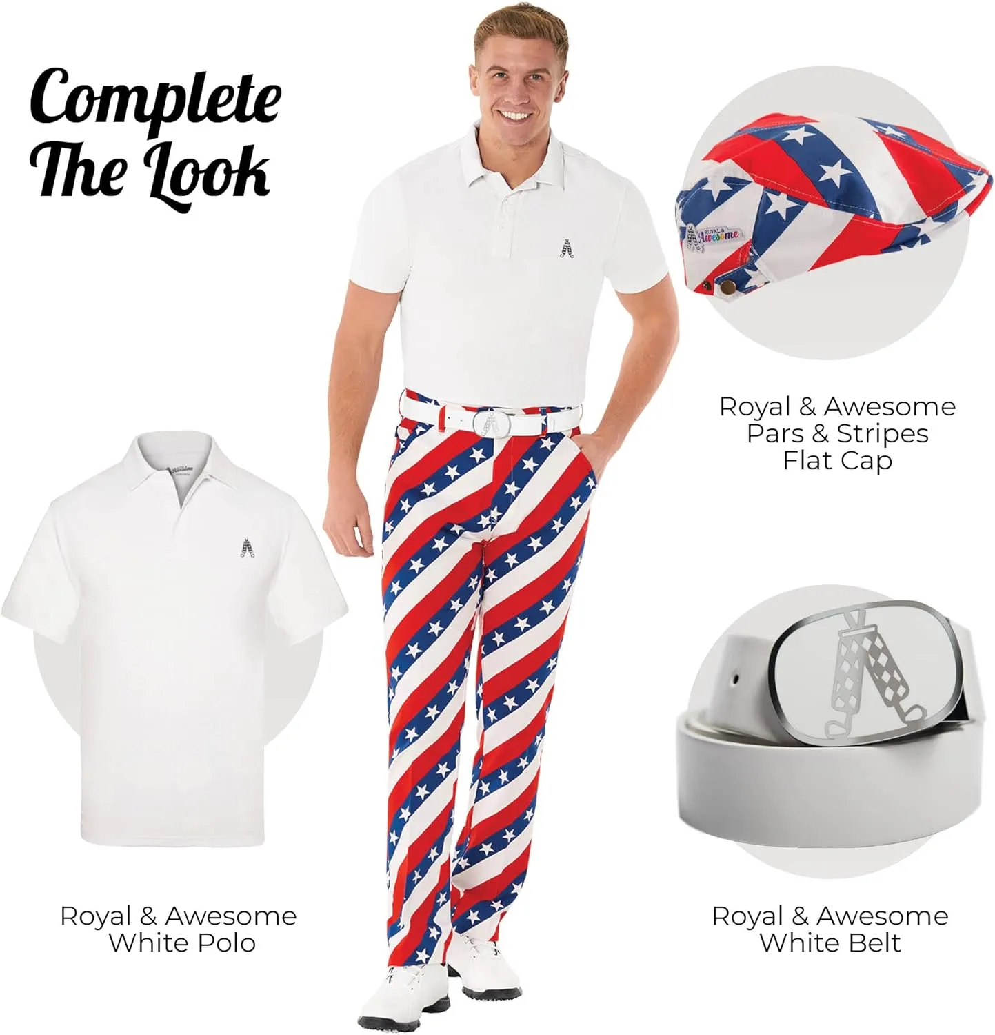 Royal & Awesome Mens Golf Pants, Golf Pants Men Relaxed Fit, Plaid Pants Men