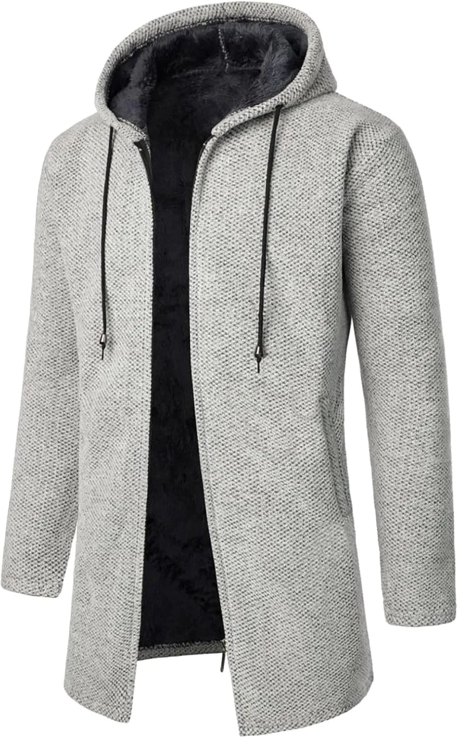 RTRDE Mens Coat Knitted Cardigan Sweaters Jacket Full Zip Fleece Lined Winter Warm Hoodie Coat Casual Jackets, L-4XL