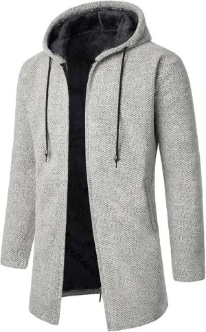 RTRDE Mens Coat Knitted Cardigan Sweaters Jacket Full Zip Fleece Lined Winter Warm Hoodie Coat Casual Jackets, L-4XL