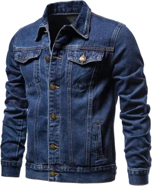 RTRDE Men's Jacket Jean Denim Jacket Casual Slim Fit Button Down Trucker Jacket Coat Fashion, M-3XL