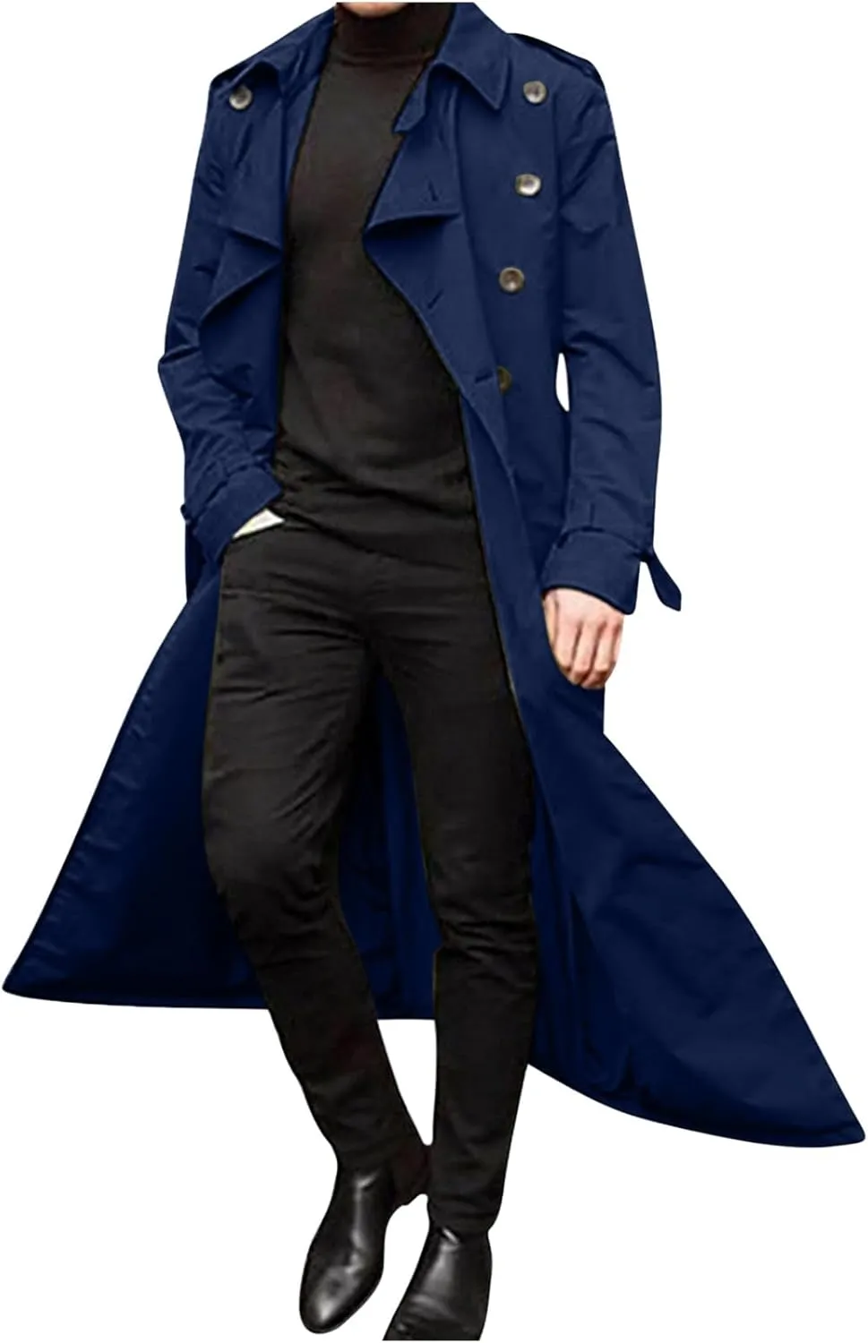 Sales Today Clearance, Mens Trench Coat Fall Winter Double Breasted Lapel Windbreaker Overcoat Trenchcoat Casual Long Coats Peacoat Jacket, Beige Trench Coat Men
