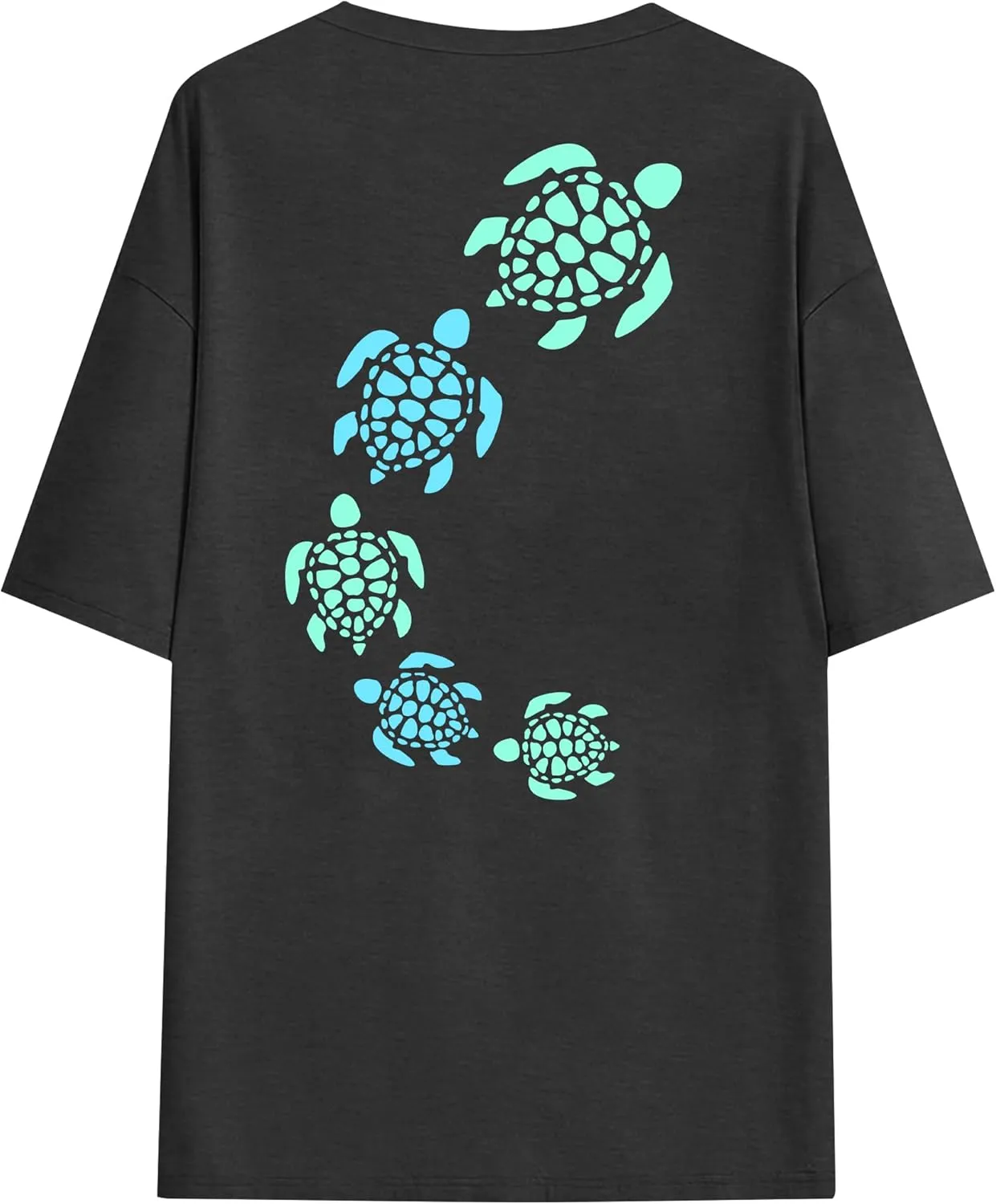 Sea Turtle Shirts Women: Oversized Hawaiian Shirt Beach Graphic T-Shirt Turtle Graphic Tee Casual Vacation Tops