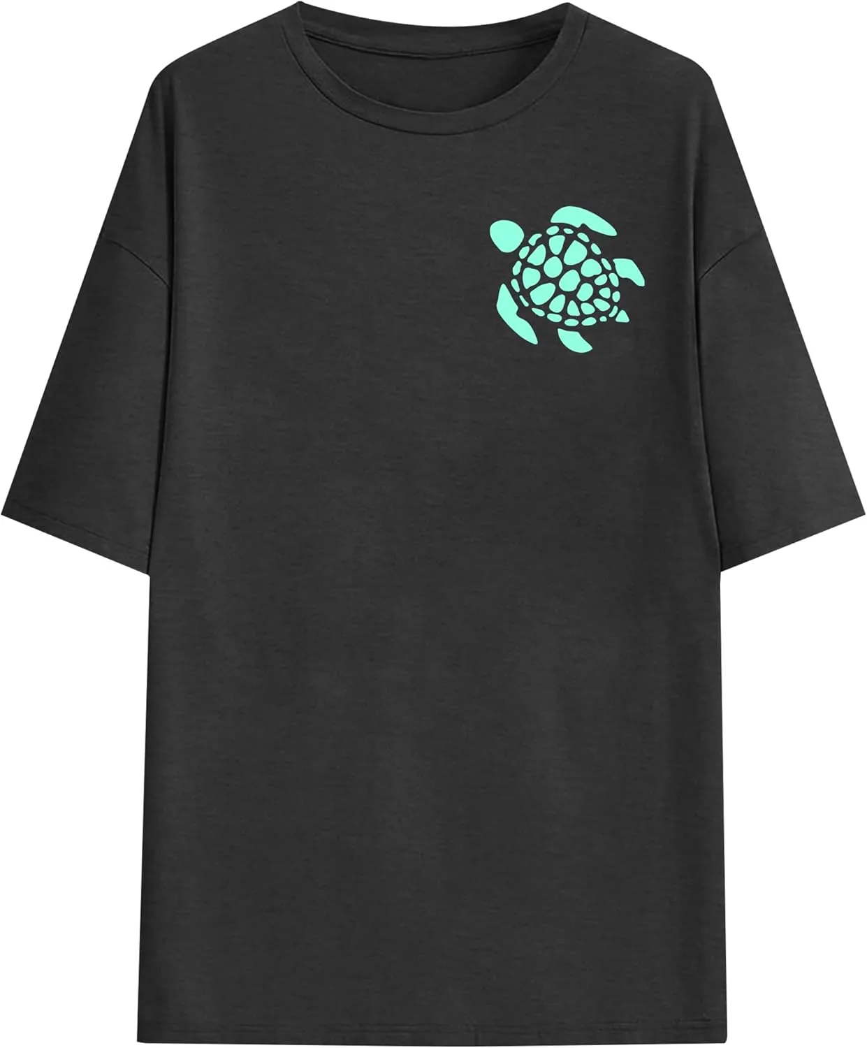 Sea Turtle Shirts Women: Oversized Hawaiian Shirt Beach Graphic T-Shirt Turtle Graphic Tee Casual Vacation Tops