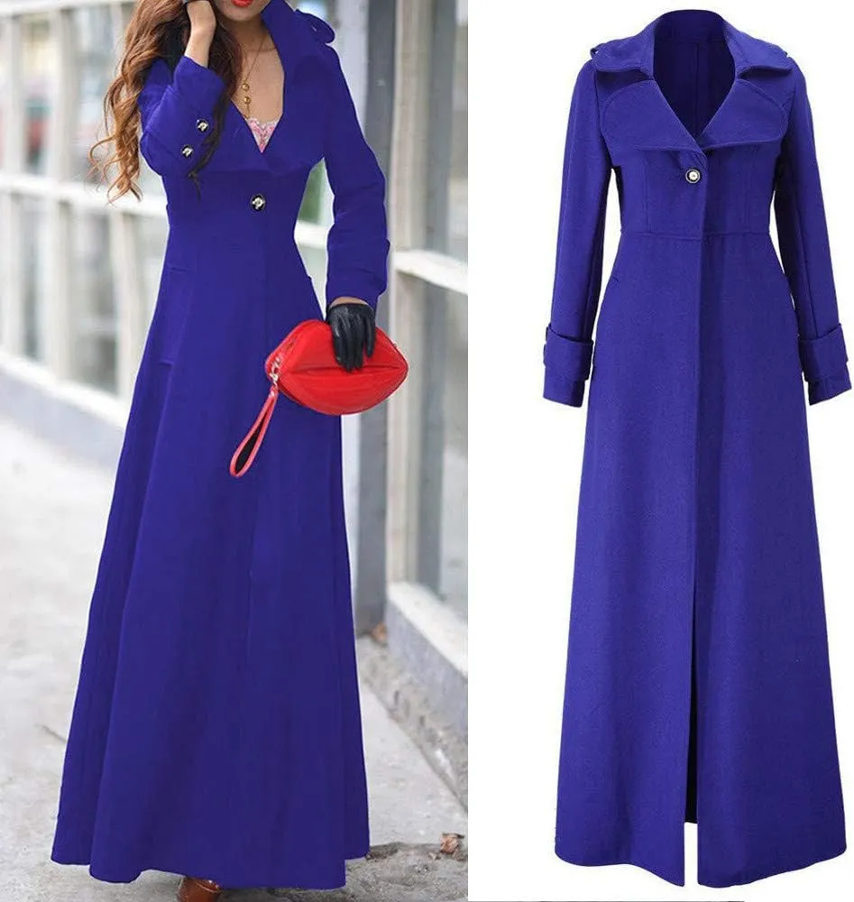 SERYU Womens Winter Lapel Slim Coat Trench Jacket Long Parka Overcoat Outwear