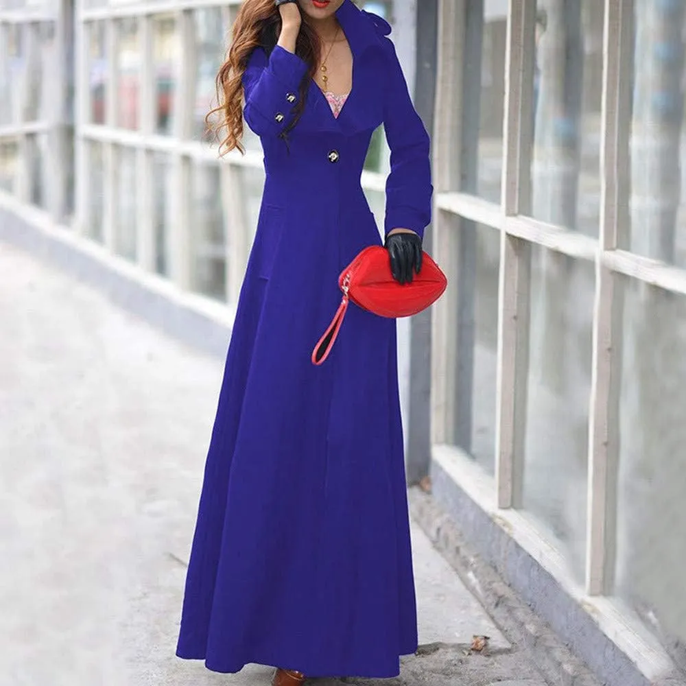SERYU Womens Winter Lapel Slim Coat Trench Jacket Long Parka Overcoat Outwear