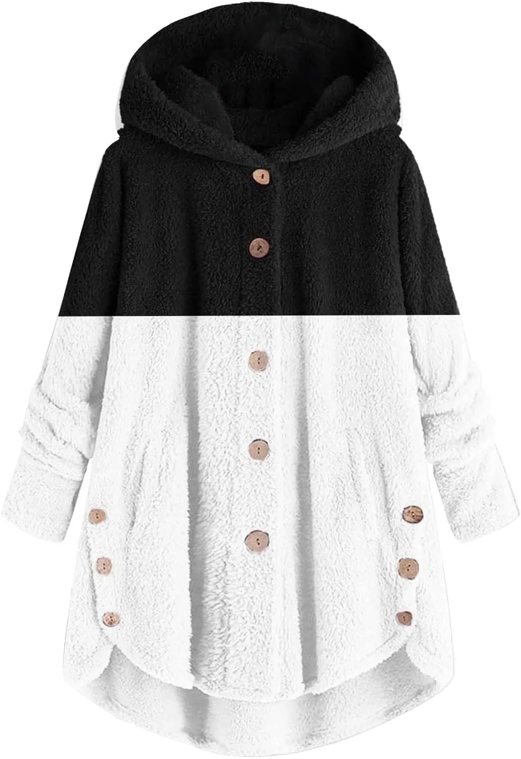 SHAOBGE Front Coat Women's Spliced Button Pocket Split Fashion Casual Long Sleeve Plush Coat Women plus Size Coats