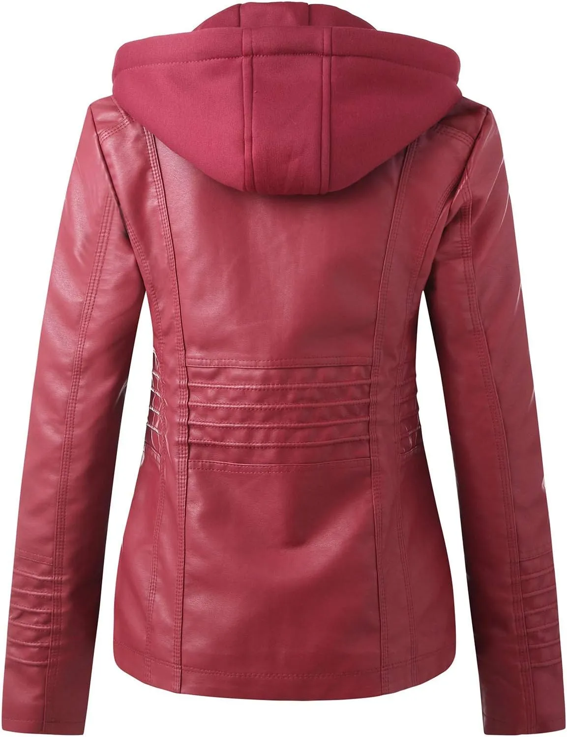 SHAOBGE Jacket Long Leather Women's Slim Zip Belt Tops Stand Jacket Suit Collar Motorcycle Coat Women's Coat Jackets