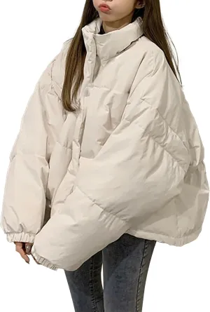 SHAOBGE Packable Puffer Jacket Women Women's Solid Color Loose And Thickened Standing Collar Bread Winter