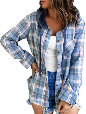 SHAOBGE Womens Plaid Shacket Fall Jacket Fleece Lined Button Down Peacoats Plaid Lapel Casual Coats Y2K Shirt Jackets 2023