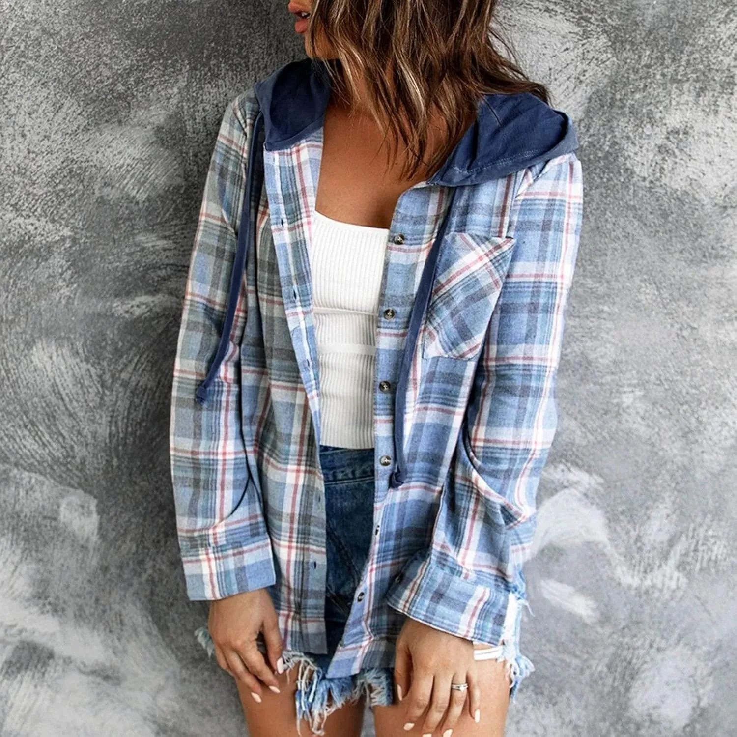 SHAOBGE Womens Plaid Shacket Fall Jacket Fleece Lined Button Down Peacoats Plaid Lapel Casual Coats Y2K Shirt Jackets 2023