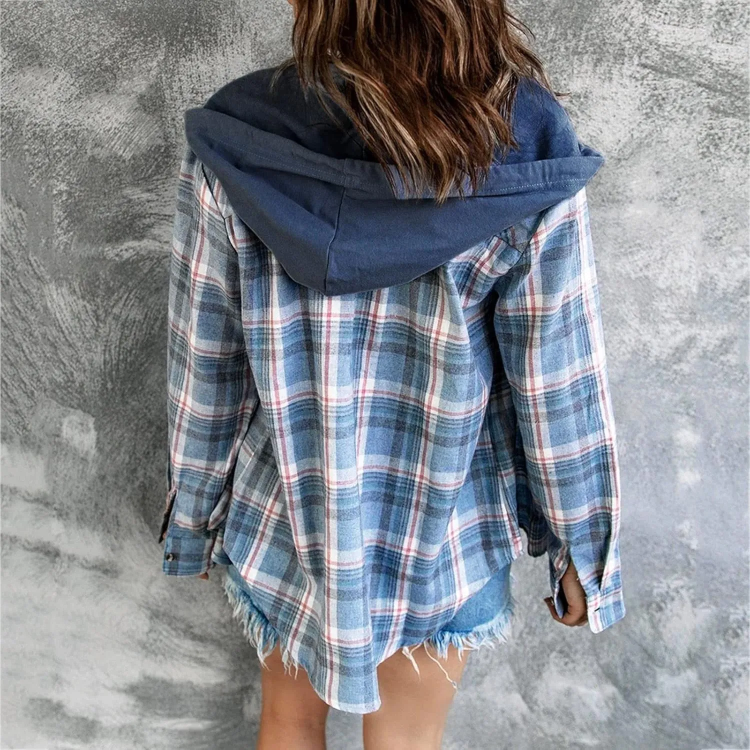 SHAOBGE Womens Plaid Shacket Fall Jacket Fleece Lined Button Down Peacoats Plaid Lapel Casual Coats Y2K Shirt Jackets 2023