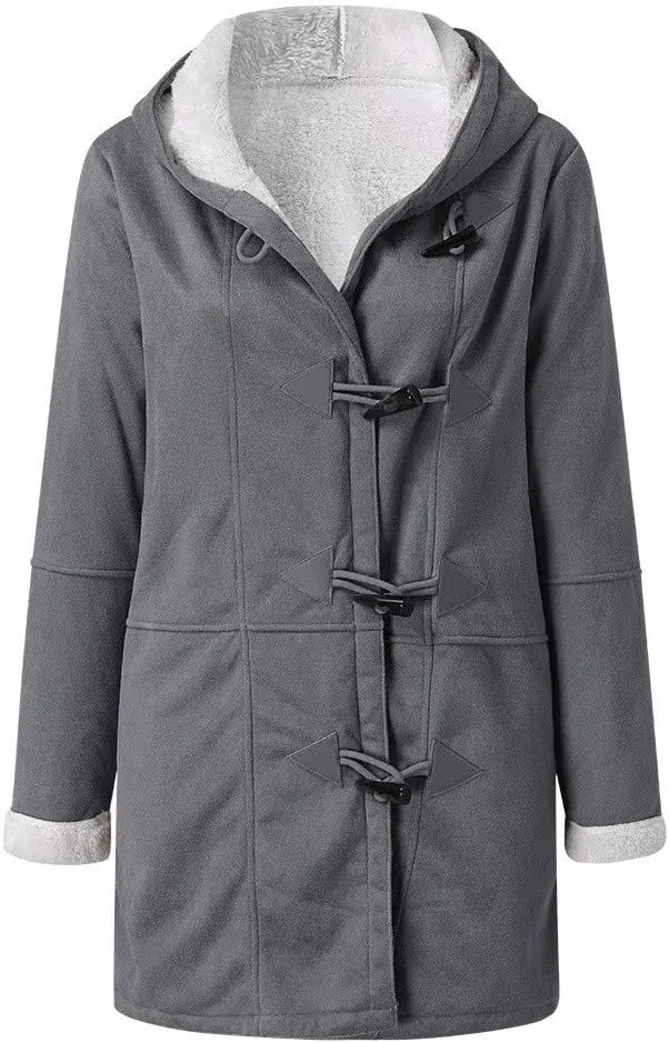SHAOBGE Womens Plus Size Winter Coats Warm Sherpa Fleece Lined Jackets Hooded Parka Faux Suede Pea Coat Outerwear 2024