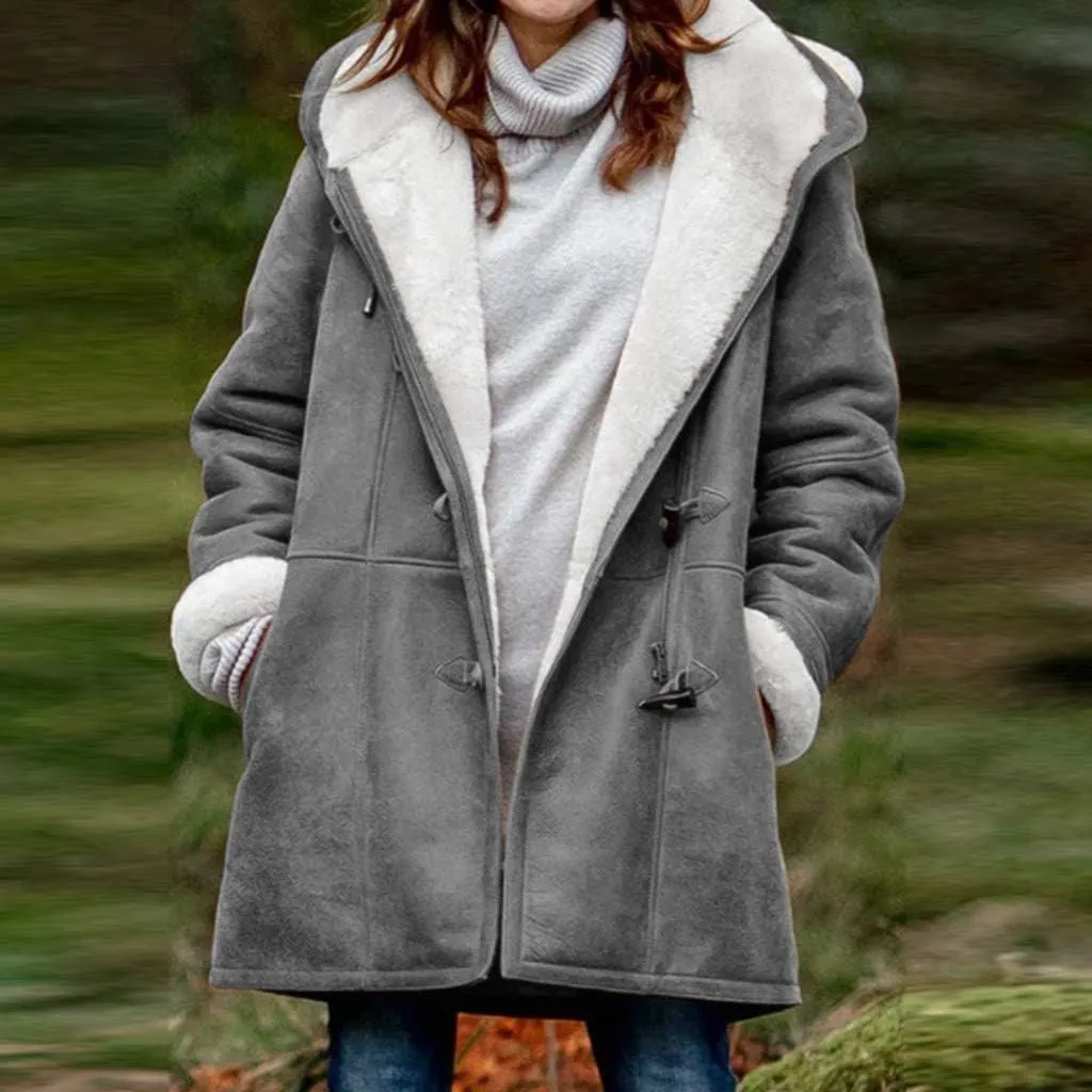 SHAOBGE Womens Plus Size Winter Coats Warm Sherpa Fleece Lined Jackets Hooded Parka Faux Suede Pea Coat Outerwear 2024