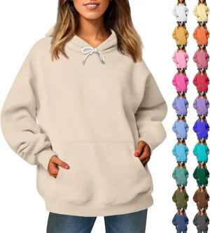 Sherpa Hoodie Women Trendy Oversized Hoodies Y2K Lightweight Pullover Sweatshirts Long Sleeve Plain Hoodie with Pockets