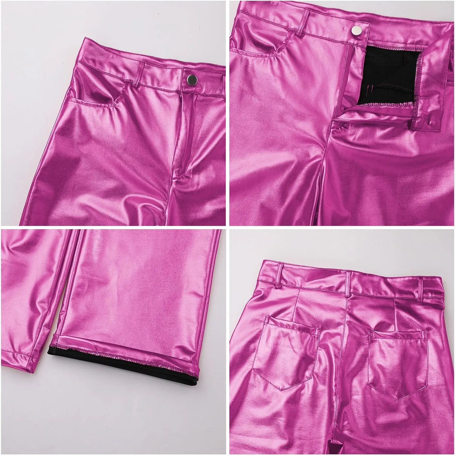 Shiny Metallic Women's Holographic Glitter Rave Dance Cropped Pants
