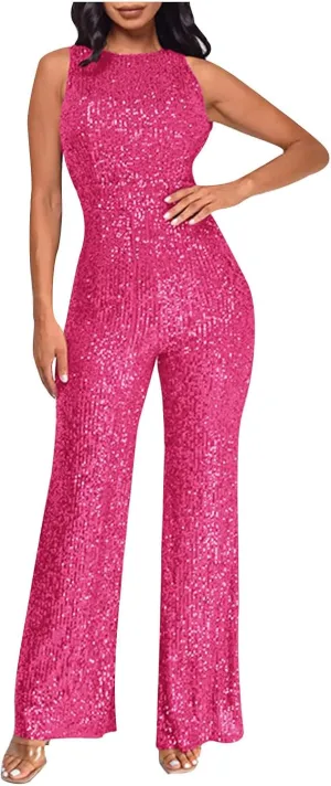 Sinzelimin Women Cocktail Party Romper Fashion Sequin Clubwear Jumpsuit Sexy Off Shoulder Sleeveless Bodycon Rompers Overalls
