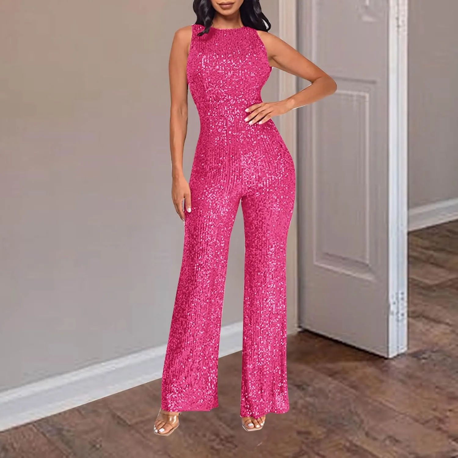 Sinzelimin Women Cocktail Party Romper Fashion Sequin Clubwear Jumpsuit Sexy Off Shoulder Sleeveless Bodycon Rompers Overalls