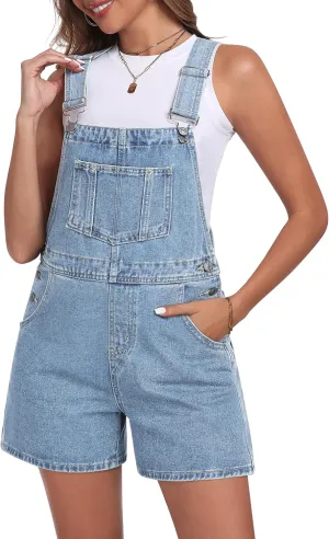 Skirt BL Denim Overall Shorts for Women Casual Adjustable Straps Bib Jean Short Overalls Shortalls with Pockets Summer