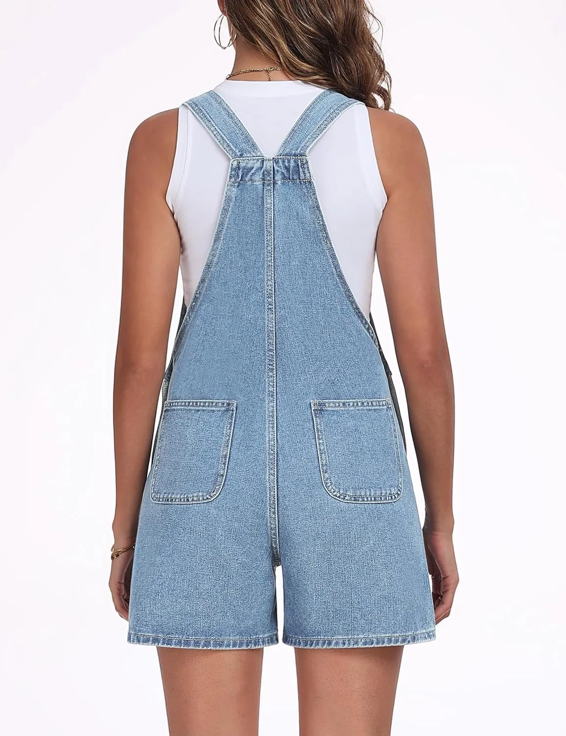Skirt BL Denim Overall Shorts for Women Casual Adjustable Straps Bib Jean Short Overalls Shortalls with Pockets Summer