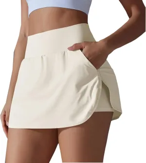 Skorts for Women with Pockets Athletic Golf Shorts Mini Tennis Skorts Comfy Skorts Trendy 2 in 1 Shorts for Running