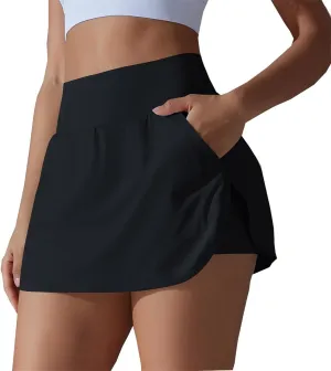 Skorts for Women with Pockets Athletic Golf Shorts Mini Tennis Skorts Comfy Skorts Trendy 2 in 1 Shorts for Running