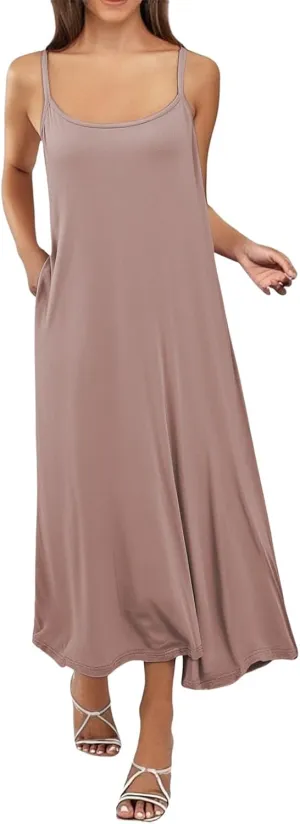 Slip Dress for Women Under Dresses 2025 Fashion Spaghetti Strap Cami Camisoles Sun Tank Sleeveless Cotton Midi Sundress