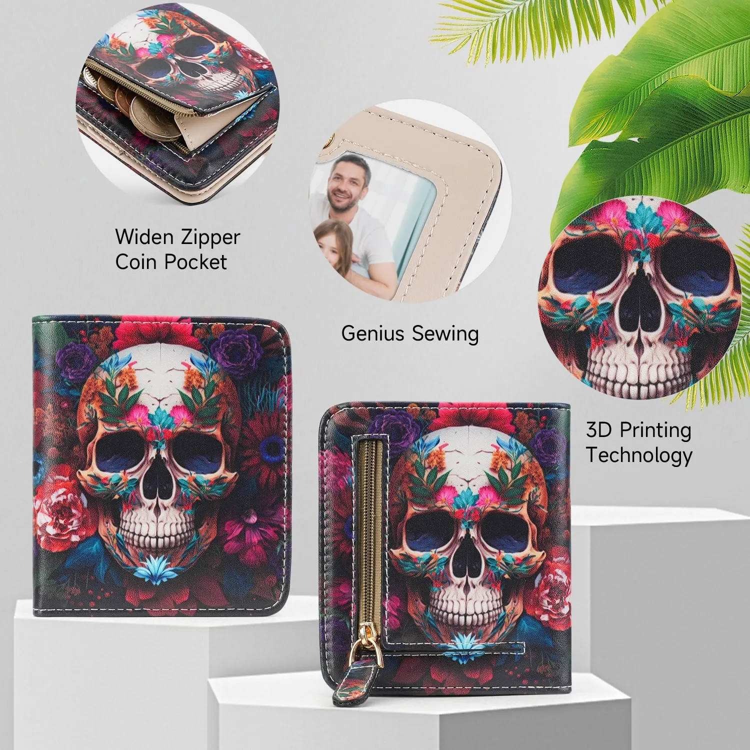 Small Womens Wallet Mini Compact Bifold Pocket Wallet Ladies RFID Blocking Slim Wallet for Women with ID Window
