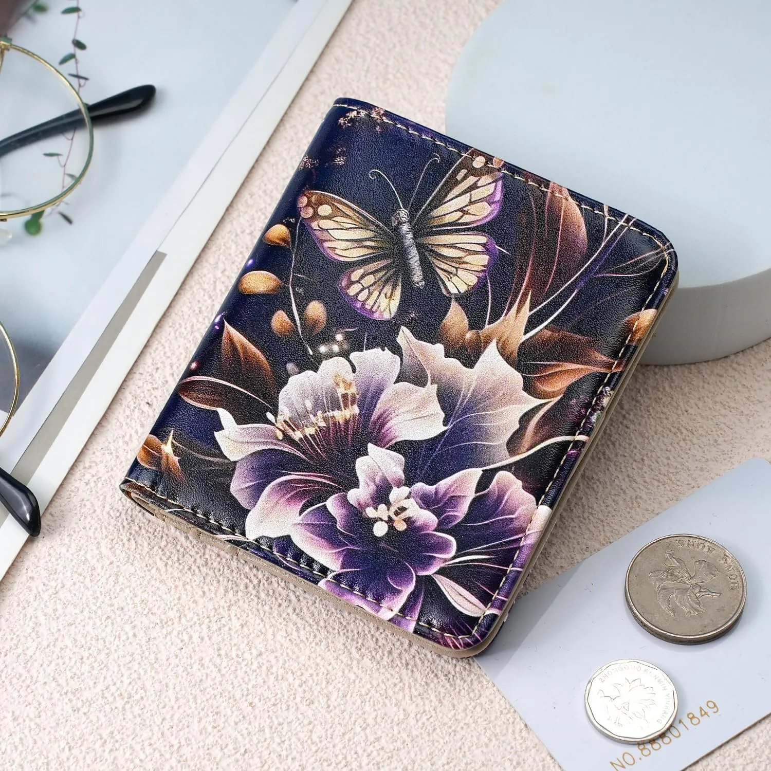 Small Womens Wallet Mini Compact Bifold Pocket Wallet Ladies RFID Blocking Slim Wallet for Women with ID Window
