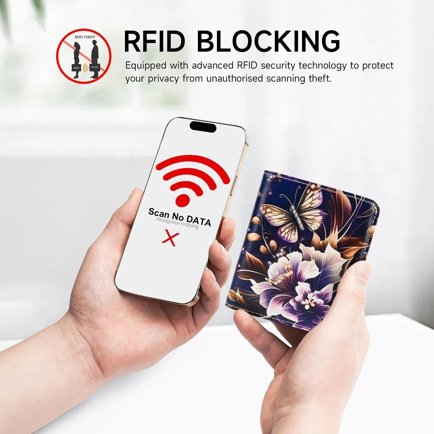 Small Womens Wallet Mini Compact Bifold Pocket Wallet Ladies RFID Blocking Slim Wallet for Women with ID Window