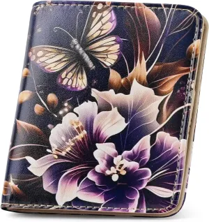 Small Womens Wallet Mini Compact Bifold Pocket Wallet Ladies RFID Blocking Slim Wallet for Women with ID Window