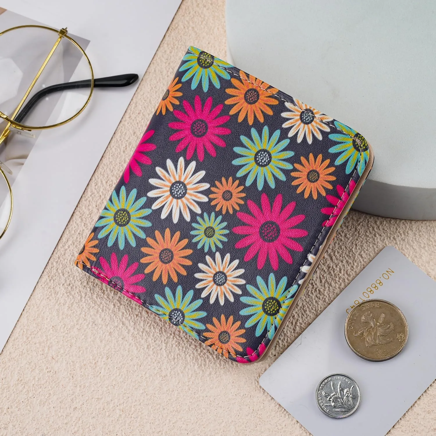 Small Womens Wallet Mini Compact Bifold Pocket Wallet Ladies RFID Blocking Slim Wallet for Women with ID Window