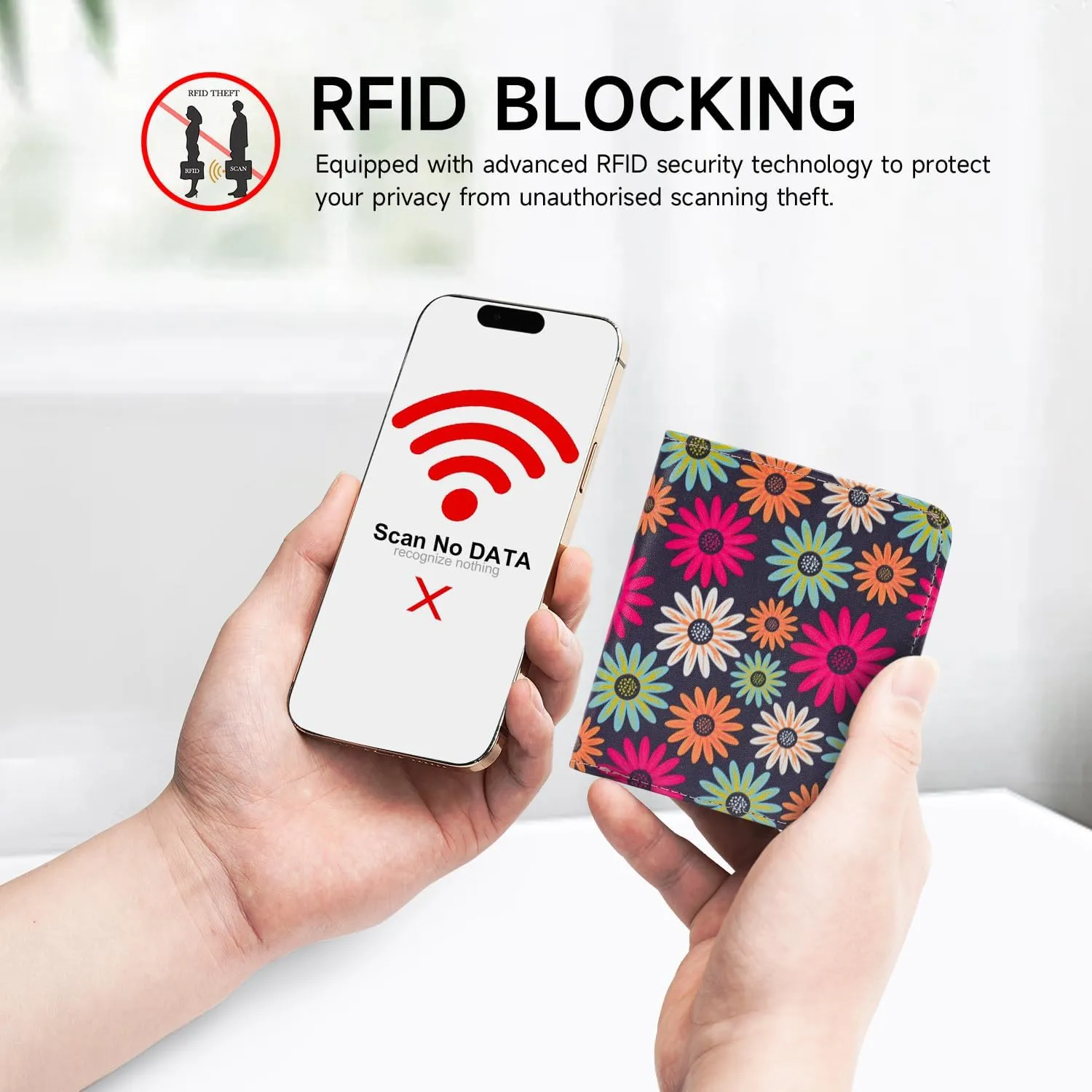 Small Womens Wallet Mini Compact Bifold Pocket Wallet Ladies RFID Blocking Slim Wallet for Women with ID Window