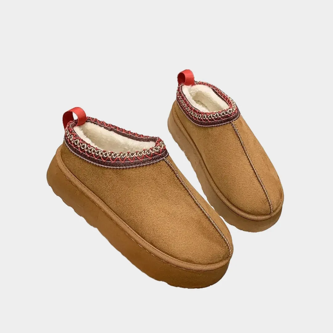 Snow Boots For Women - Warm Cashmere Half Slippers Without Heel in Beige, Black, Army Green