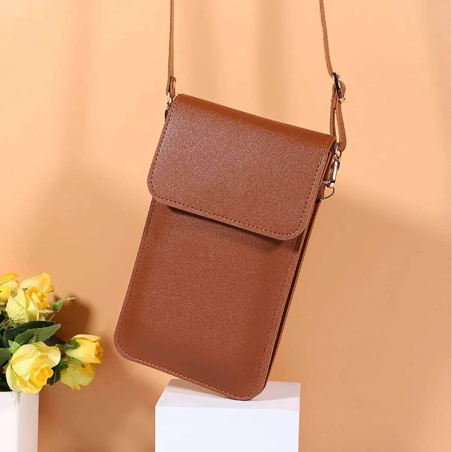 Solid Color Mini Phone Bag New Korean Version Of The Summer Simple Soft Leather Layer Crossbody over (White, One Size)