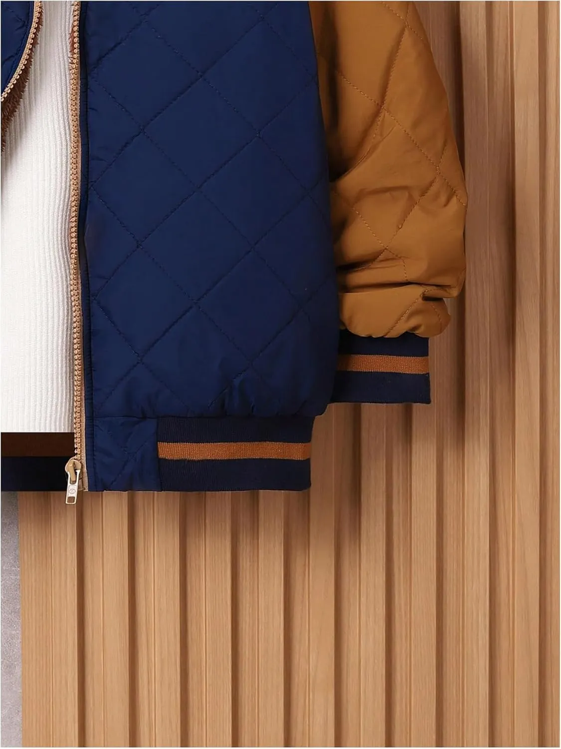 SOLY HUX Boy's Letter Patched Color Block Quilted Jacket Zip Up Hoodies Long Sleeve Fleece Jacket Warm Outerwear Coat