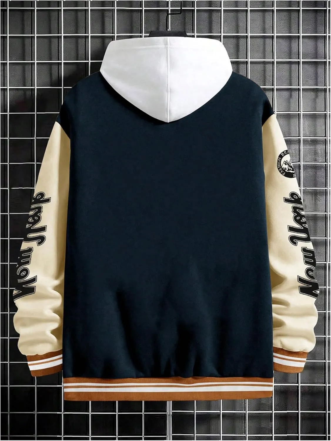 SOLY HUX Men's Varsity Jacket Color Block Letter Graphic Long Sleeve Baseball Jacket Bomber Coat